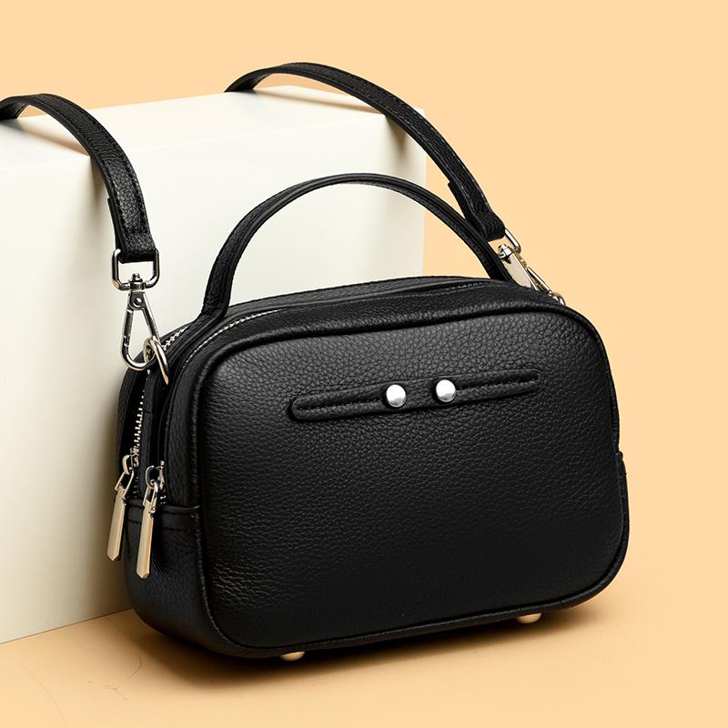 Sports bag Kleine schoudertas voor dames, monochromatische koeienhuid tas, luxe damestas van echt leer
