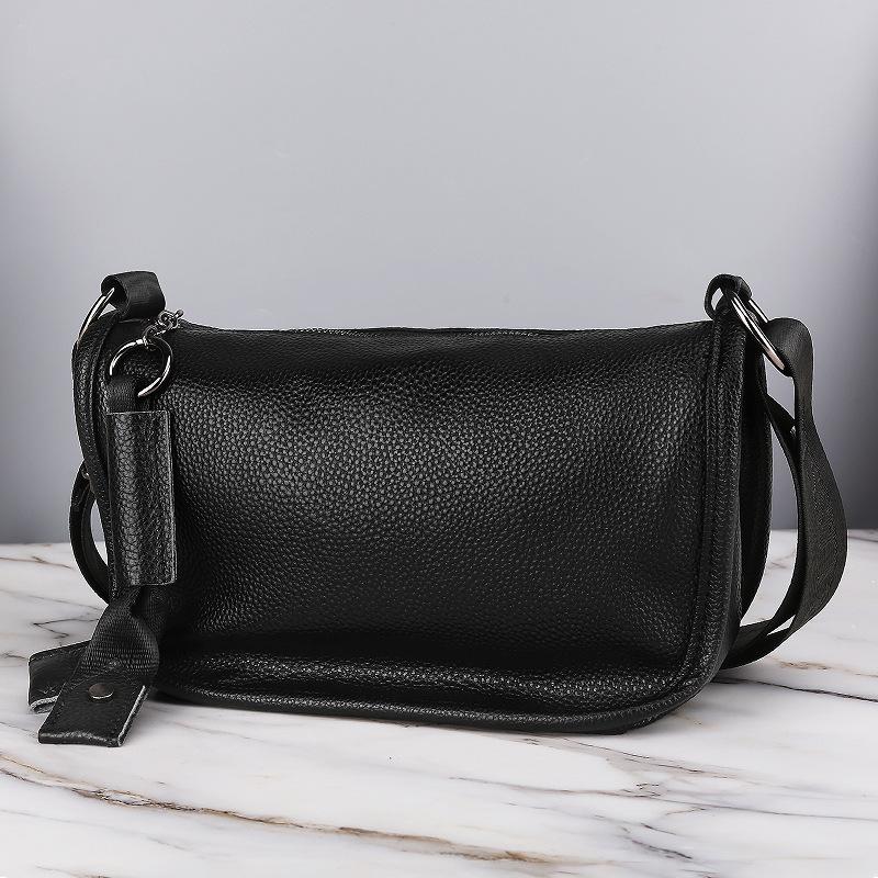 VIA ROMA Echte leren tas Dames zachte leren crossbody tas Grote capaciteit Mode alles-in-één tas voor dames van middelbare leeftijd Enkele schoudertas Moedertas zwart