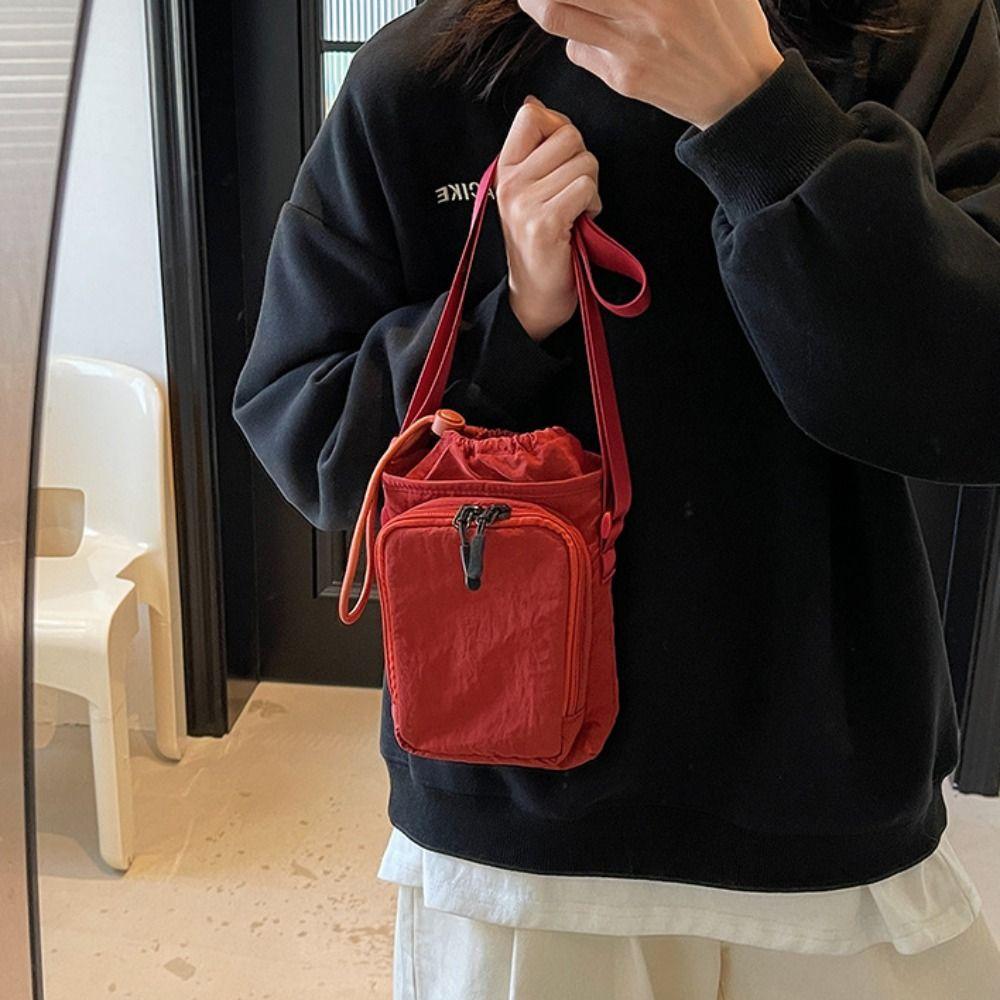 Maipuxing Effen kleur crossbody mobiele telefoon tas canvas waterbeker tas meisjes verjaardagscadeaus rood