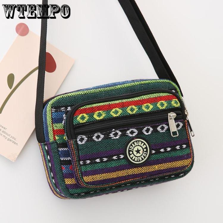 WTEMPO Modieuze etnische stijl canvas dames schoudertas crossbody damestas casual dames moedertas veelzijdige stoffen tas