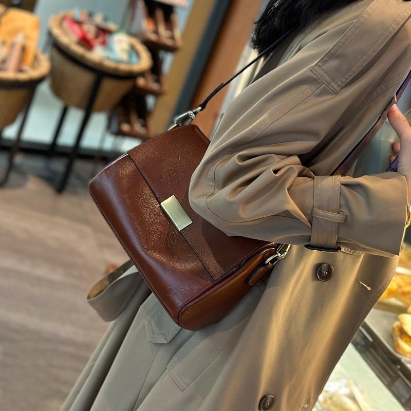 VIA ROMA Toplaag koeienhuid vintage damestas onderarm damesmode crossbody tas hoogwaardige textuur echt leren schoudertas
