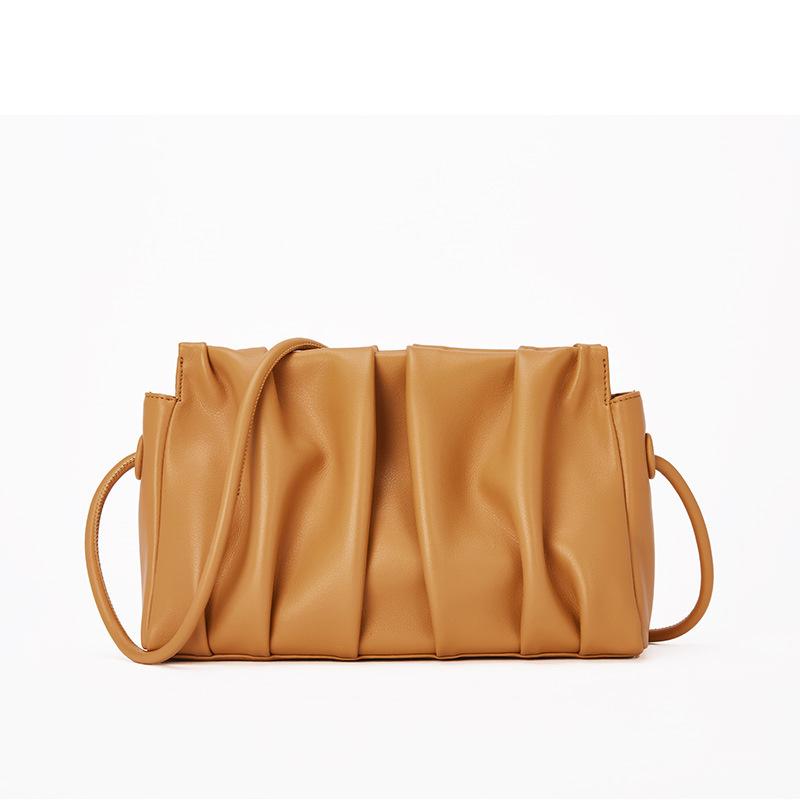Sports Trend Bag Echte leren geplooide zachte wolkentas voor dames, crossbody-dumplingtas, populaire schoudertas voor dames zwart
