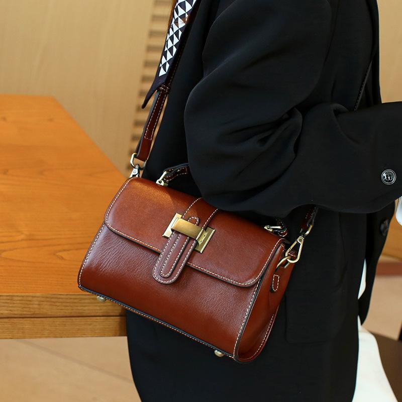 Sports Trend Bag Echte leren damestas, kleine handtas, vintage mode, alles-in-één crossbodytas, kleine vierkante tas zwart
