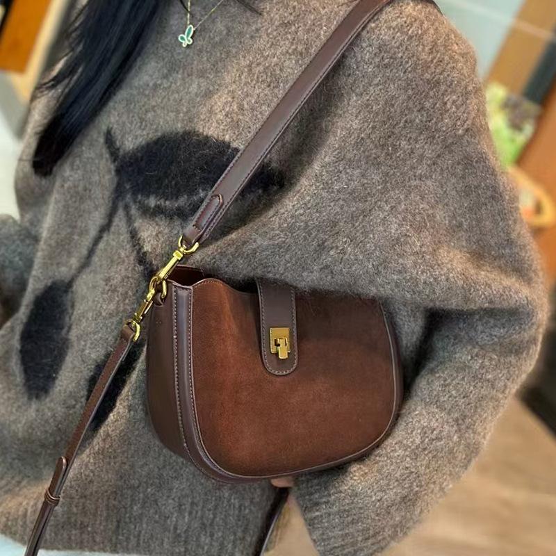 VIA ROMA Echte leren damestas Crossbody Dames All-in-one Zadeltas Premium Sense Niche Schoudertas Mode Onderarmtas