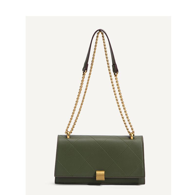Sports Trend Bag Mode-tas voor dames, Koreaanse versie, alle mode, diamantvormige vierkante tas, crossbodytas met slot en handketting groen