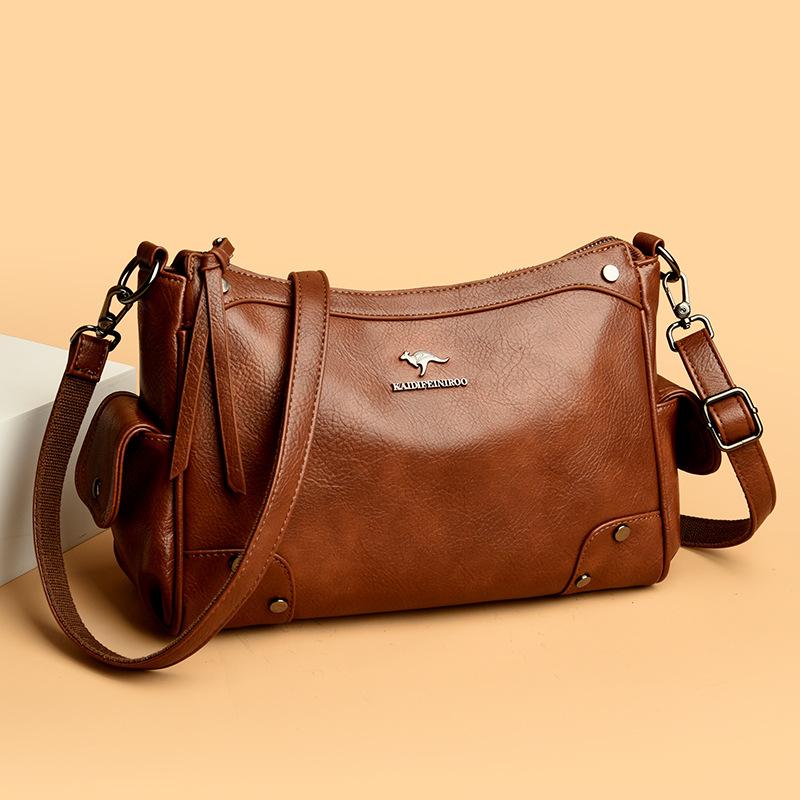 Sports Trend Bag Middelbare leeftijd Grote capaciteit Crossbody tas Vrouwelijke mode Meerlaagse schoudertas zwart