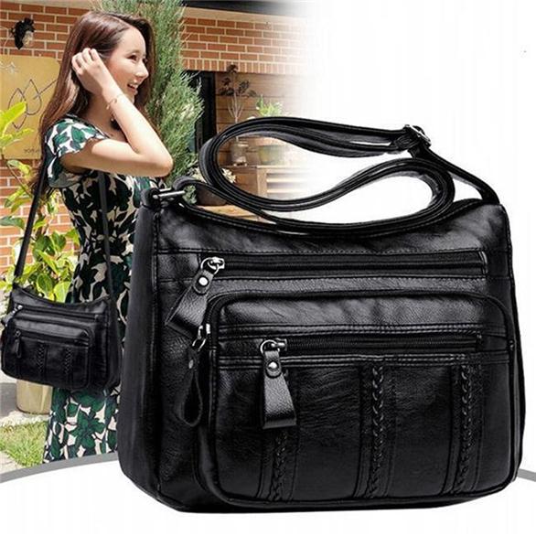 Lovely Home For Family Draagbare kleine dames schoudertassen reizen multi-layer klassiek zacht oppervlak vintage One Size zwart