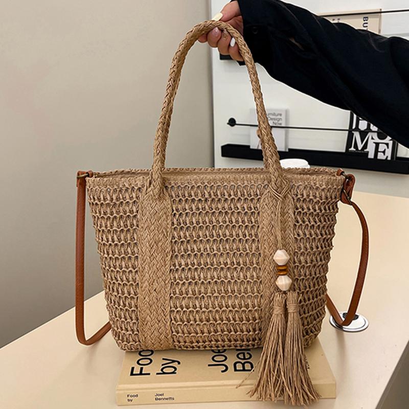 Sports bag Grote capaciteit dames stro schoudertas handgemaakte geweven tas