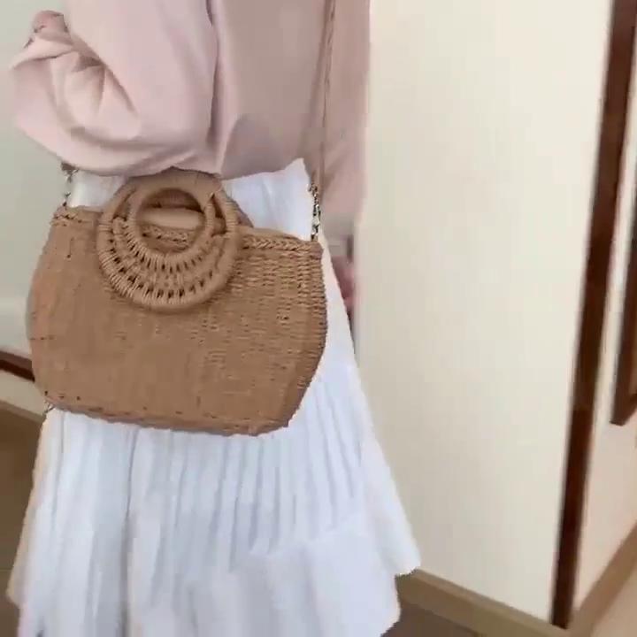 Your favorite bag Strozakken voor vrouwen Zomer Casual Geweven Crossbody Schouder Reistas Strandtas Vrouwelijke Rotan Handtassen Tas Vrouwen kaki