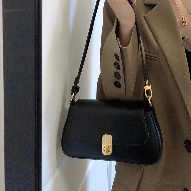 JMG Bags Modieuze textuur Zwarte tas Onderarmtas voor vrouwen met niche Veelzijdige retro een-schouder diagonaal straddle tas in de zomer