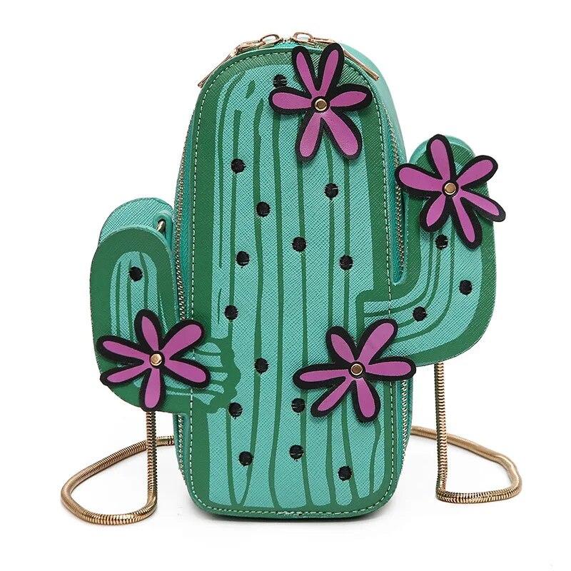 Enjoytime H Vrouwen Borduurwerk Bloemen Mini Ketting Schoudertas Schattige Groene Cactus Vorm Tas Flap Kleine Desinger Crossbody Tas Voor Vrouwen 1