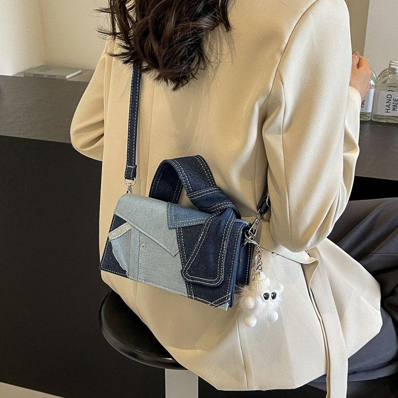 KULUOSIDI BAG Denim Handtas Dames Crossbody Tas Modieuze Schouder Forensen Kleine Vierkante Tas zwart