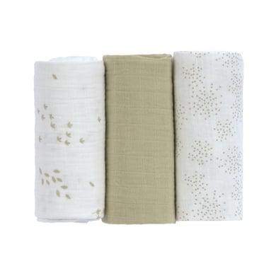Lässig Mull doekjes Swaddle & Burp Blanket M GOTS Laat olive / milky