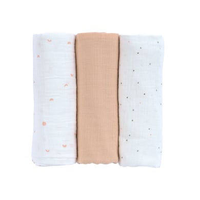 Lässig Mull doeken Swaddle & Burp Blanket L GOTS Moon peach