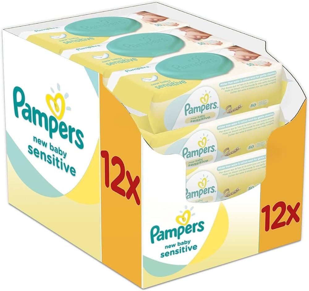 Pampers  New Baby Sensitive - Billendoekjes - 600 doekjes - 12 x 50 - Met plastic klepsluiting