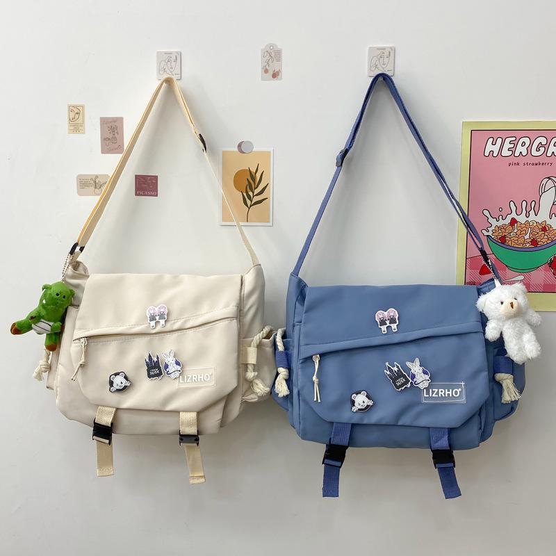 16Double8 Vintage Koreaans-Japanse retro schoudertas voor mannen en vrouwen Single Pack blauw