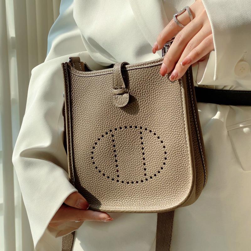 Fashion Tribe Veelzijdige tas voor dames, diagonale cross-tas, mini high-end Togo toplaag schoudertas van koeienhuid, kleine tas van echt leer