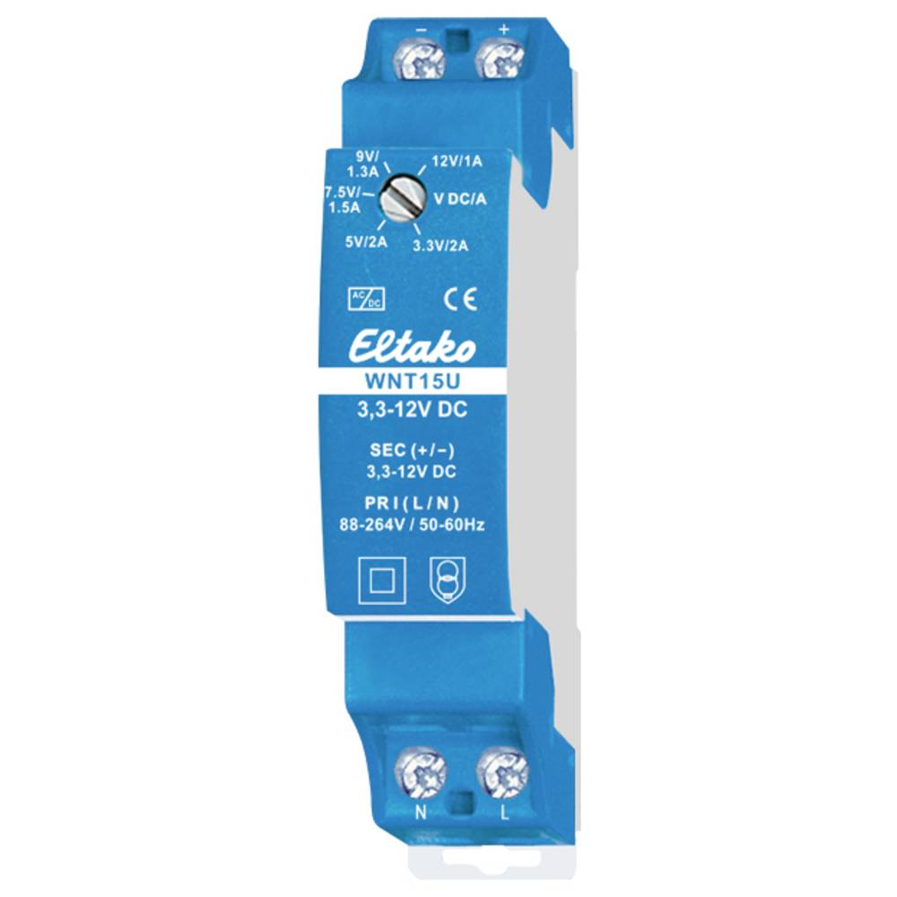 Eltako WNT15U/3,3-12VDC DIN-rail netvoeding 1 A 12 W Inhoud: 1 stuk(s)