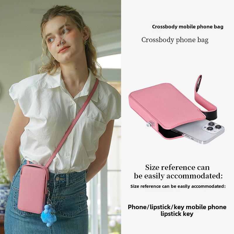 Polaris star Mini-tas van echt leer met palmmotief en gespsluiting Length 10.5 x Width 3 x Height 18cm roze