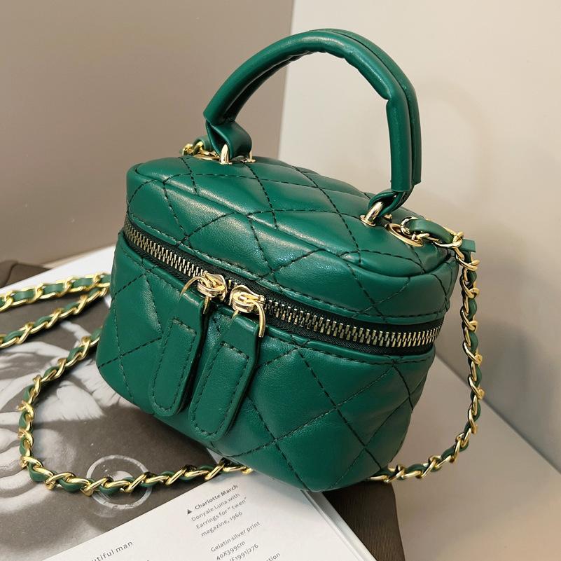 Best Fashion Pavilion 2024 nieuwe mini kettingdoos tas modieuze veelzijdige zoete handtas tas diamant geborduurde draad schouder tas 11*9*13 groen
