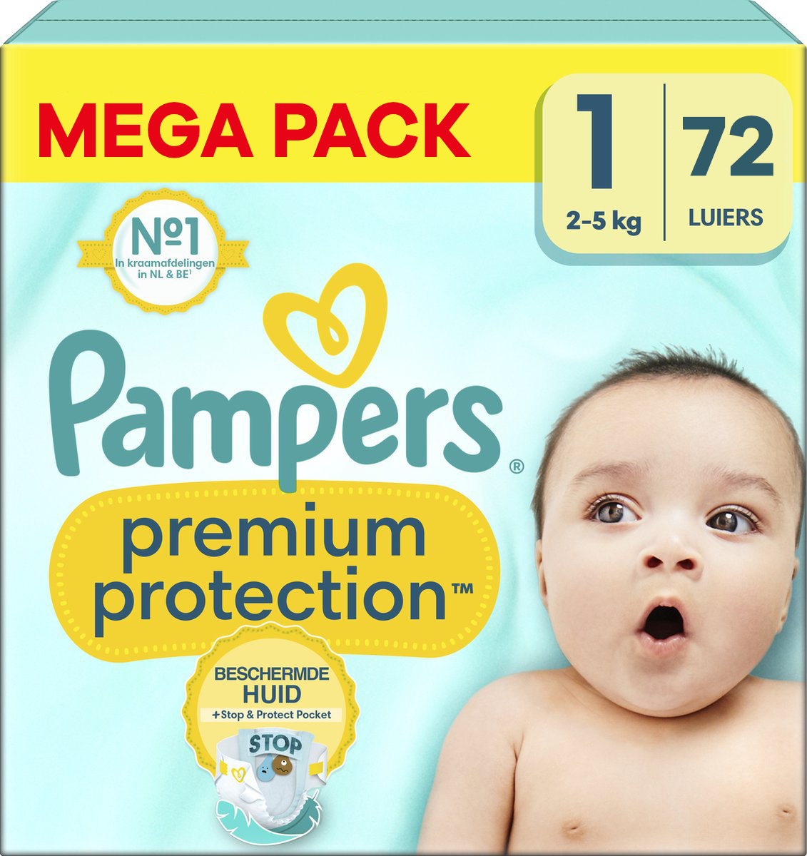 Pampers  Premium Protection - Maat 1 - Mega Pack - 72 stuks - 2/5 KG