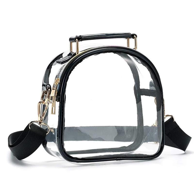 Yogodlns Super Bowl Dames Schoudertas Transparante Crossbody Messenger Bag Handtas Waterdichte PVC Zakken voor Zomerreizen 18x7.9x18cm zwart