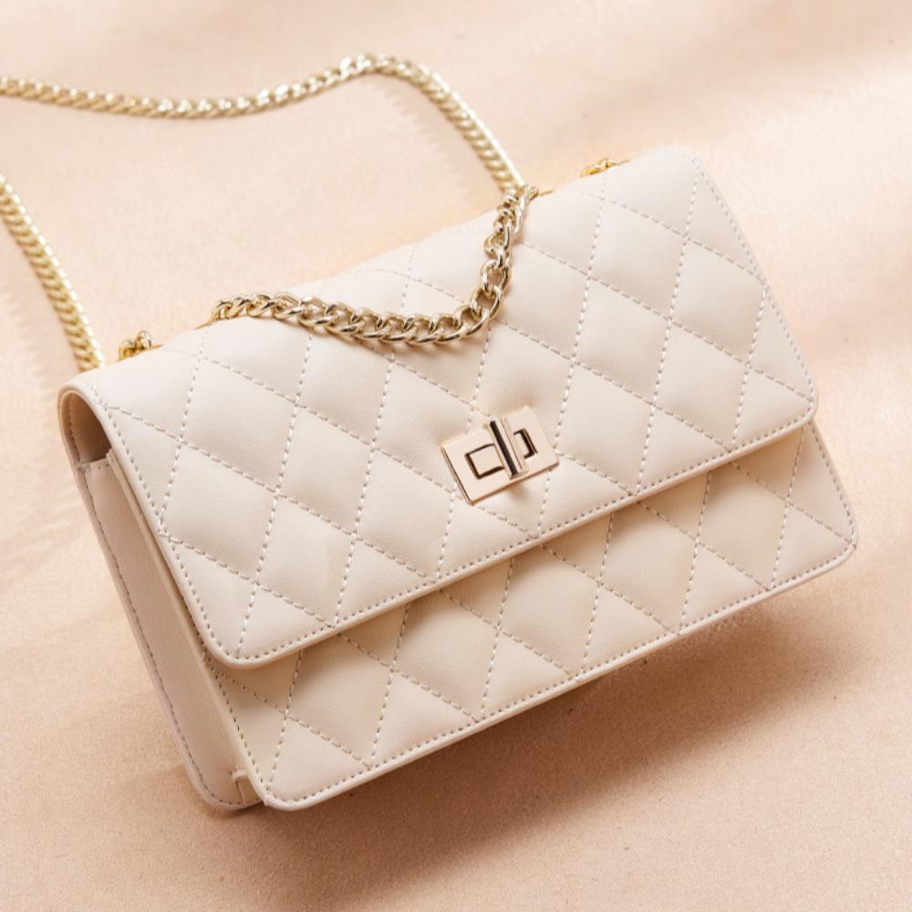 Queen mall Lichte luxe kleine vierkante tas met gesp, enkele schoudertas, tas met ruitvormige ketting, veelzijdige leren damestas zwart