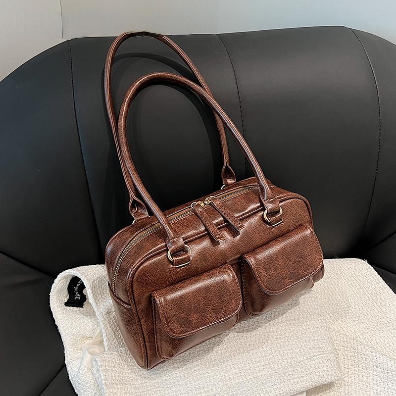 Molly Show Kleine schoudertassen met dubbele zakken voor vrouwen 2024 Nieuwe modetrend Designer Okseltas Vrouwelijke handtassen en portemonnees bruin