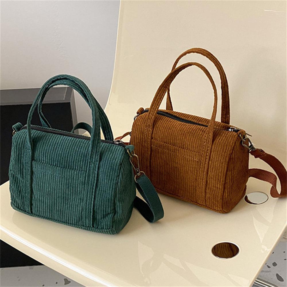 Framont Fashion House Vrouwen Mini Corduroy Schoudertas Vrouwelijke Vintage Canvas Handtas Rits Totes Dames Casual Portemonnee Stoffen Zakje Meisjes Crossbody Tas