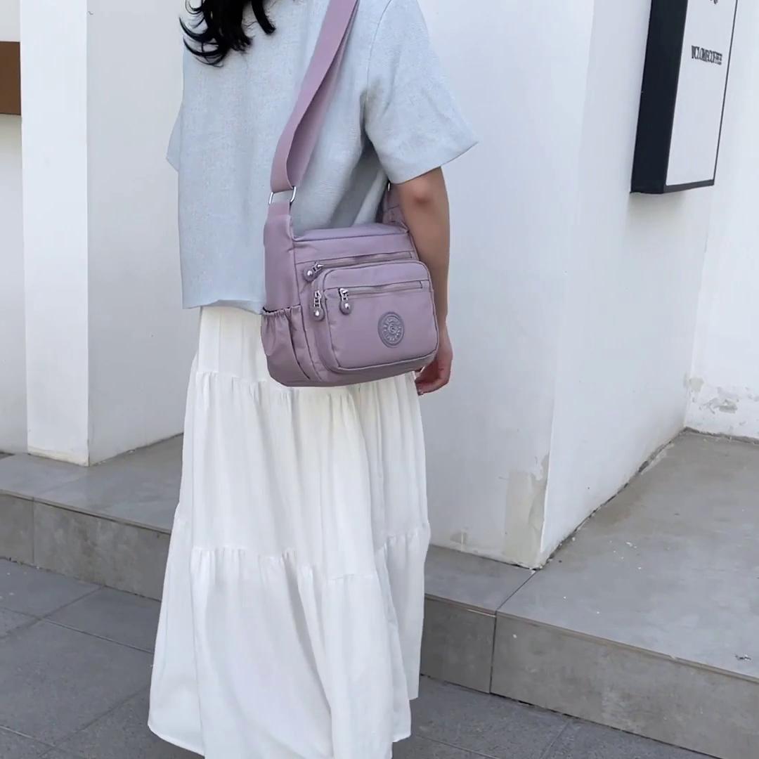 Colorful Bag Nylon schoudertas dames crossbody tas middelbare leeftijd moeders tas grote capaciteit lichtgewicht tas roze