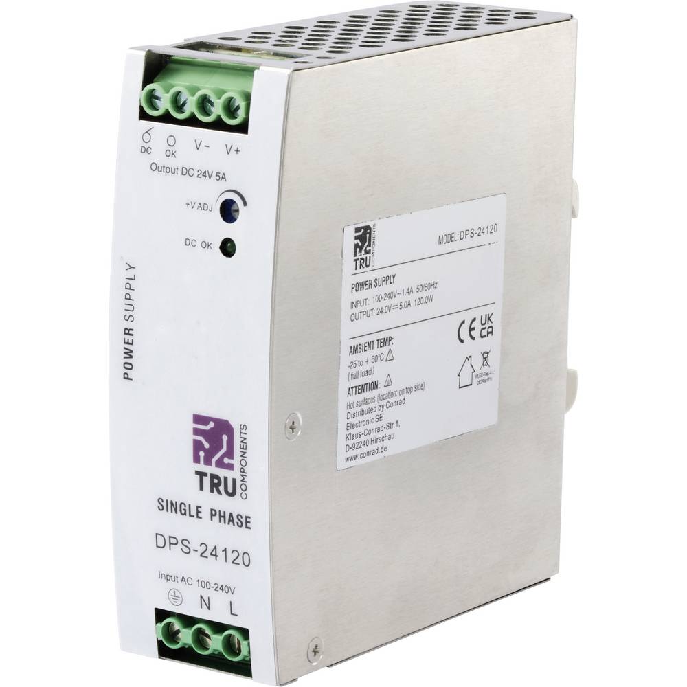 TRU COMPONENTS DPS-24120 DIN-rail netvoeding 24 V/DC 5 A 120 W Aantal uitgangen: 1 x Inhoud: 1 stuk(s)