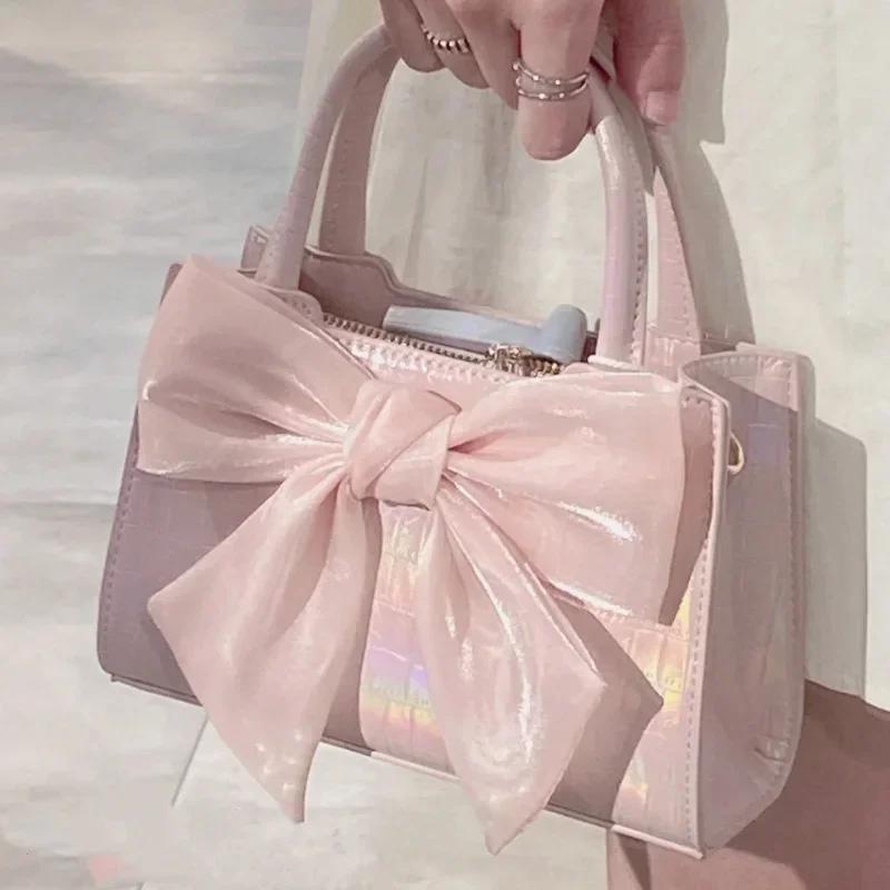 Versatile bag Mode Dames Clutch Handtassen Zomer Roze Strik Vrouwelijke Okseltassen Schattige Kleine Vierkante Schouder Messenger Bag voor Meisjes