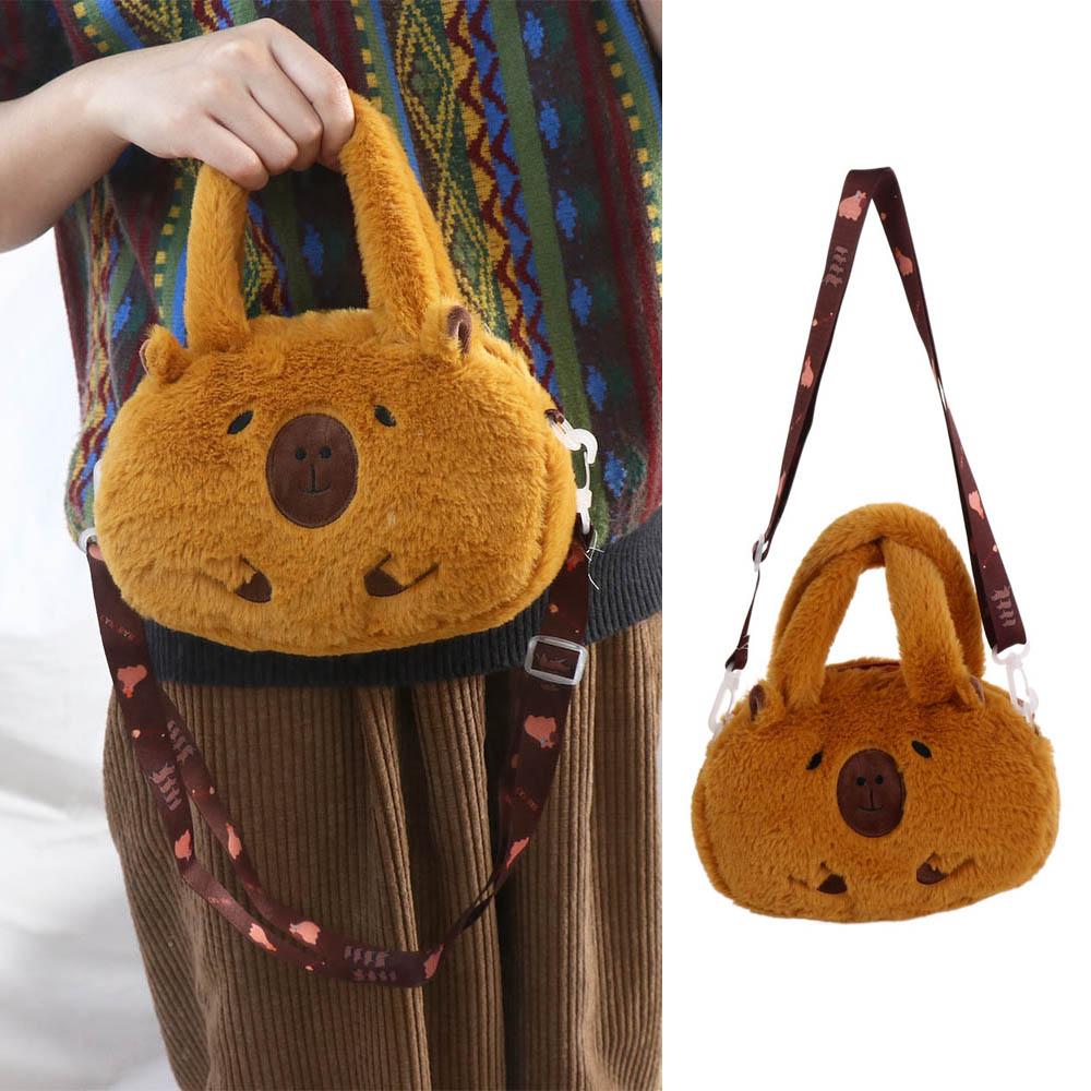 Qijuestate Plush Capybara Capybara Crossbody bag Animal Cartoon Cartoon Shoulder Bag  Couple A