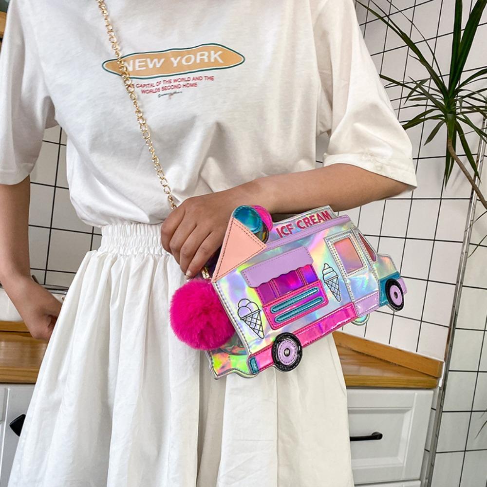 Maipuxing Laser Color Ice Cream Car Messenger Bag Personality Adorable Ice Cream car Bag  Vacation Purse car bag