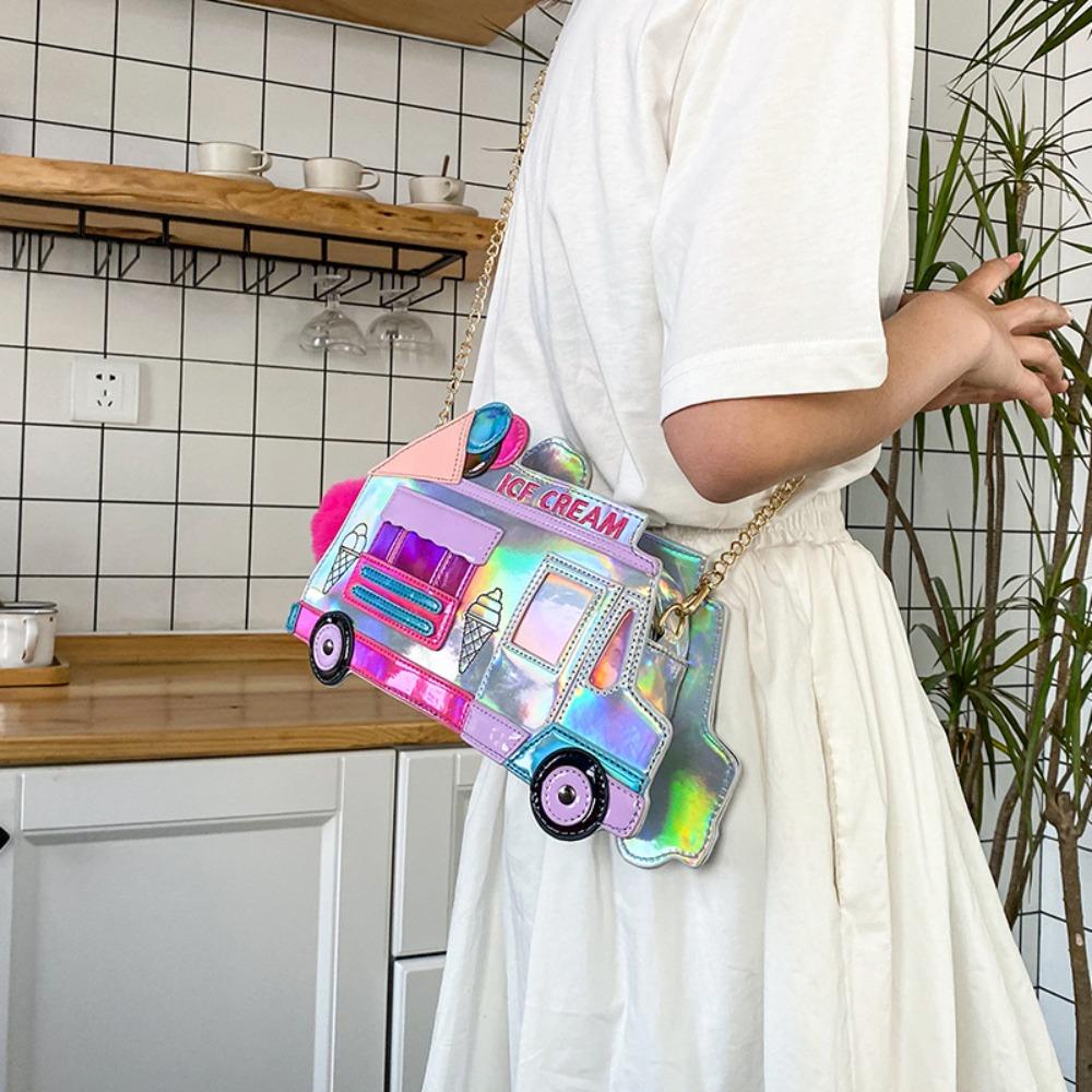 Ruisenes Laser Color Ice Cream Car Messenger Bag Personality Adorable Ice Cream car Bag  Photo Accessories car bag