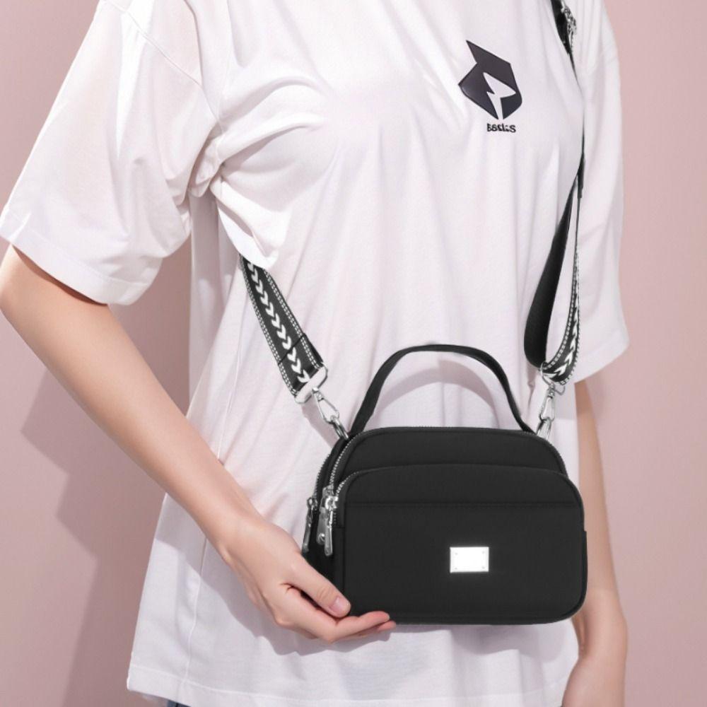 Shunhong Multi pockets Single Shoulder Bag Nylon Women Handbag Simple Cross Body Bag  Female zwart