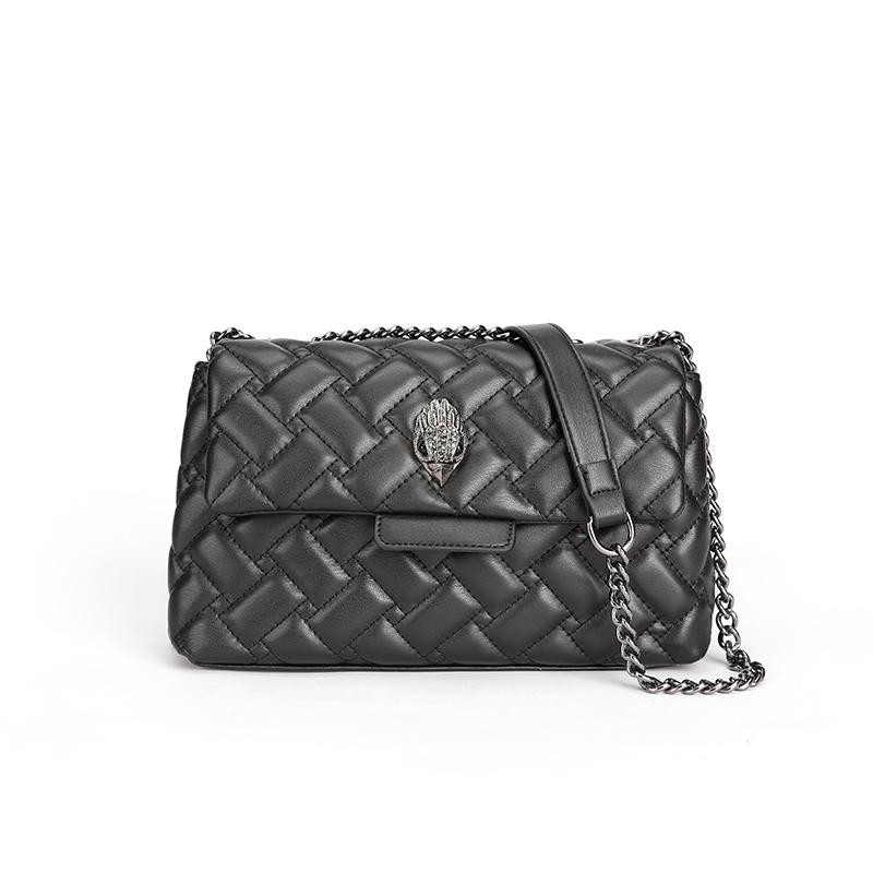 Leather bag Luxe damestassen, zacht PU-leer, adelaarskopketting, schoudertas met één schouder, handtas voor woon-werkverkeer, diamantpatroon 26CMx16CMx8CM