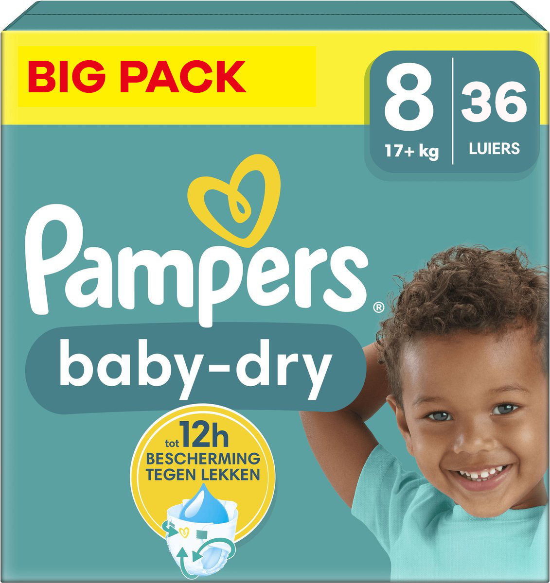 Pampers  Baby Dry - Maat 8 - Big Pack - 36 luiers - 17+ KG