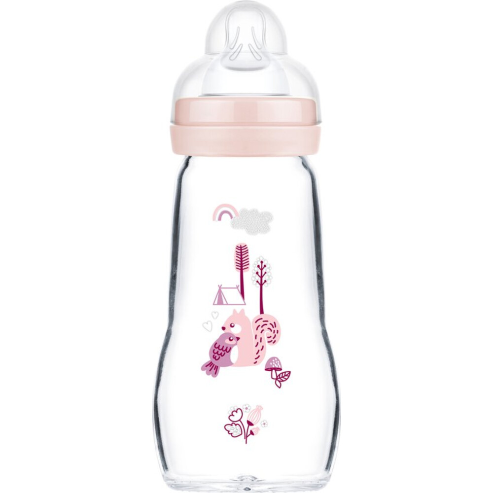MAM Babyfles Feel Good Glas Matt Roze 0+ mnd 260 ml