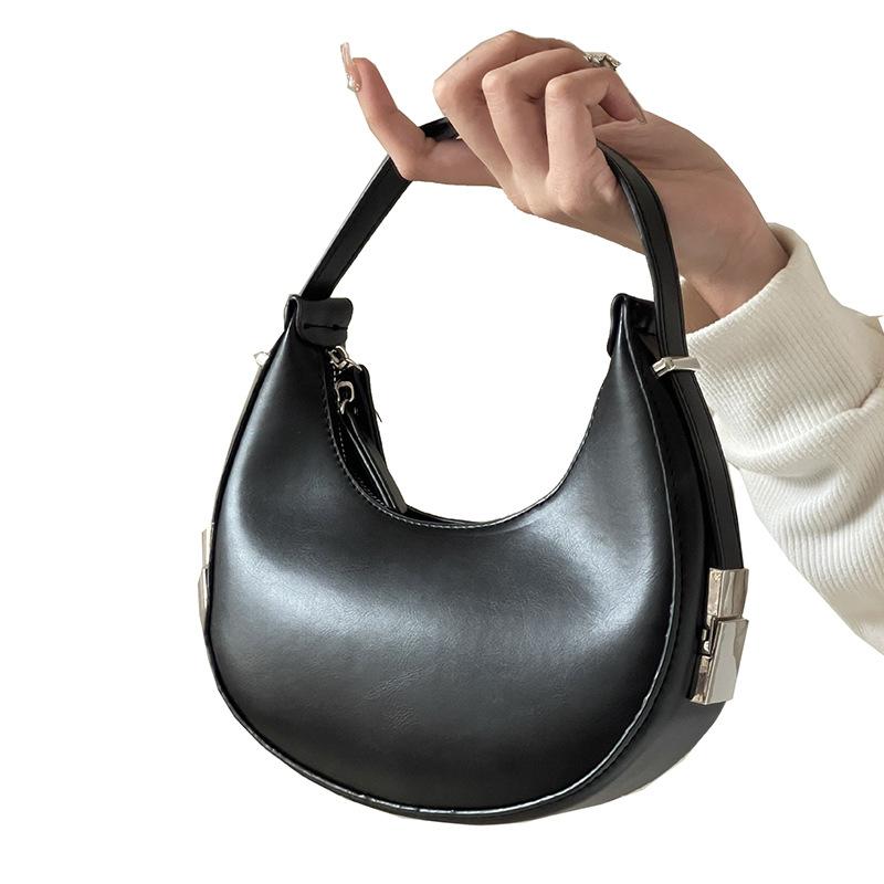 SHUNA Luxe design schoudertassen voor vrouwen halve maan hobo tas dame modemerk oksel tassen PU lederen kleine clutch handtas portemonnee zwart