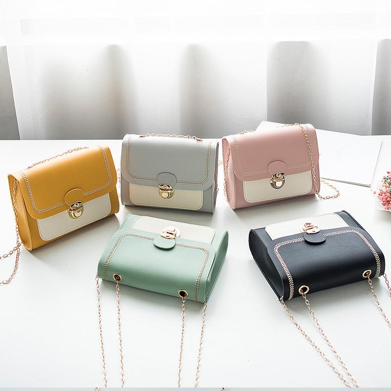 Colorful Bag Kettingen PU lederen crossbodytassen voor dames Kleine schoudertas Vrouwelijke handtassen zwart