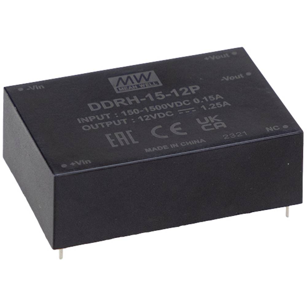 MW Mean Well DDRH-15-24P DC/DC-converter, print 24 V/DC Aantal uitgangen: 1 x Inhoud: 1 stuk(s)