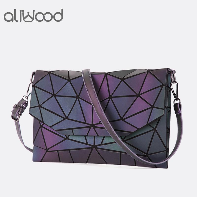 Aliwood Merk lichtgevende damestas lederen envelop schoudertas clutch geometrie ketting vrouwtjes crossbody tassen designer handtassen