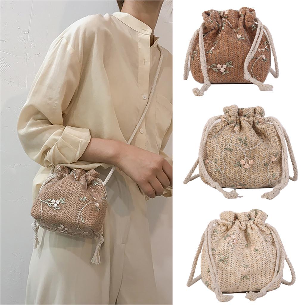 Ren Bag Women  Crossbody Fashion One Shoulder Drawstring Dumplings kaki