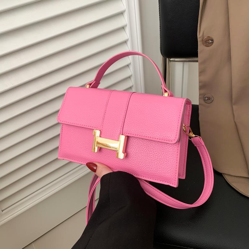 Sexy ladies trend market Draagbare kleine vierkante tas met lychee-patroon dames 2024 nieuwe mode schoudertas textuur veelzijdige messenger bag kaki