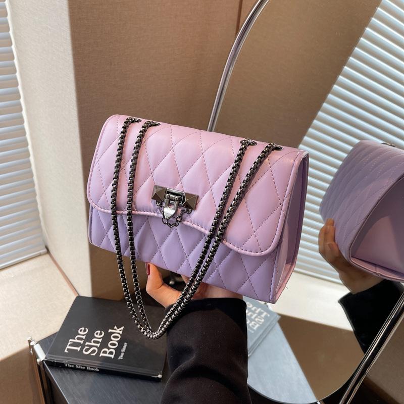 Best Shoe Boutique Franse borduurgaren ruit textuur eenvoudige vierkante tas 2024 lente nieuwe ketting mode slot crossbody schoudertas bordeaux