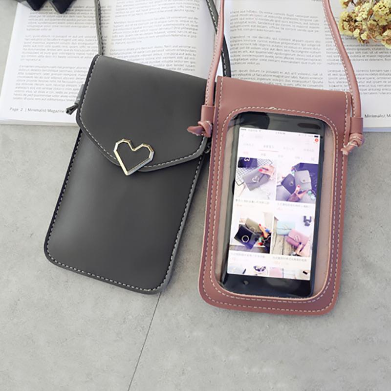 MEETFASHION Mini zachte leren crossbody tassen voor vrouwen effen kleur schoudertas mobiele telefoon portemonnee kleine handtassen meisjes NIEUW 14*19.5*3cm lichtgrijze kleur