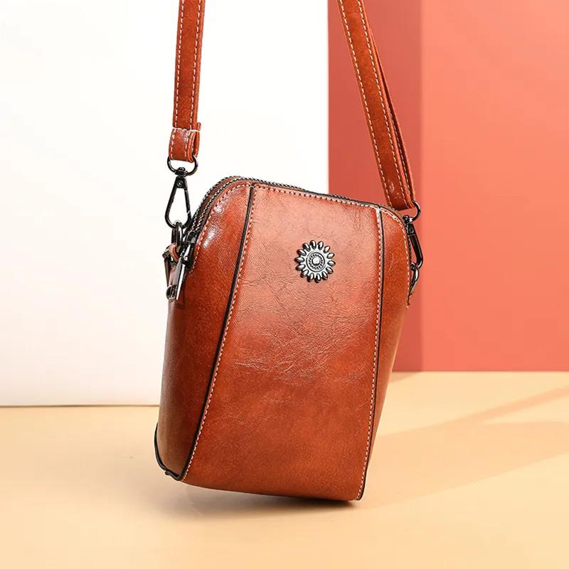 NK39UR Eenvoudig ontwerp PU leren crossbody schoudertassen voor vrouwen Retro handtassen en portemonnees Dames mobiele telefoon messenger bags 14x7x18cm wijnrode kleur