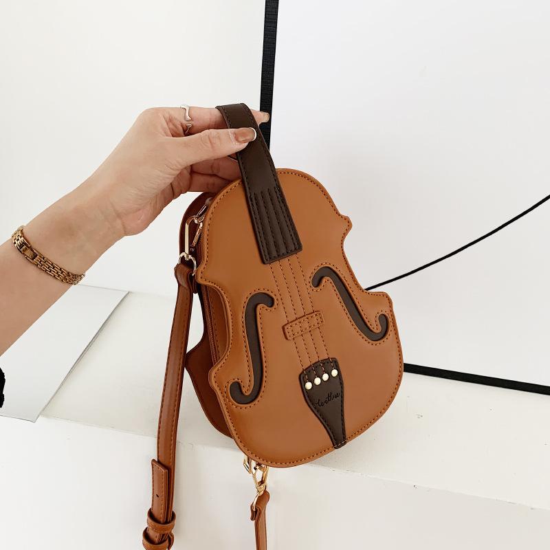 NK39UR Creatieve Viool Vrouwelijke Crossbody Tas PU Leer Kleine Rugzakken voor Vrouwen Luxe Design Thread Dames Mode Schoudertas 16x6.5x22cm wit