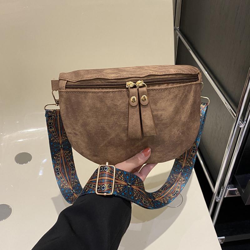 BR43FN Vrouwen PU leren heuptas Stijlvolle hobo effen kleur schoudertas Luxe designer borsttas Brede band Mode heuptas 23.5x0.5x16.5cm kaki